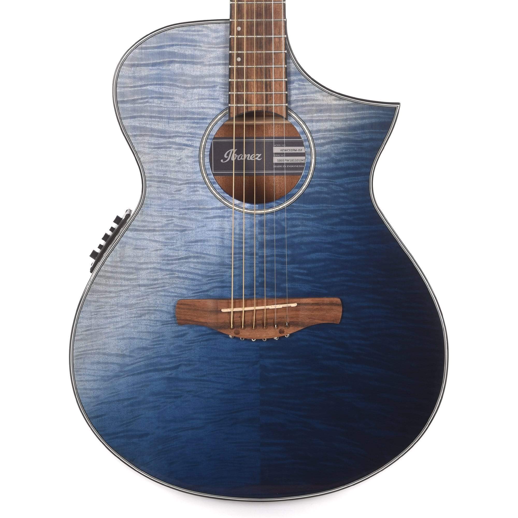 Ibanez AEWC32FM AE Acoustic Guitar Flamed Maple/Sapele Indigo Blue Bur ...