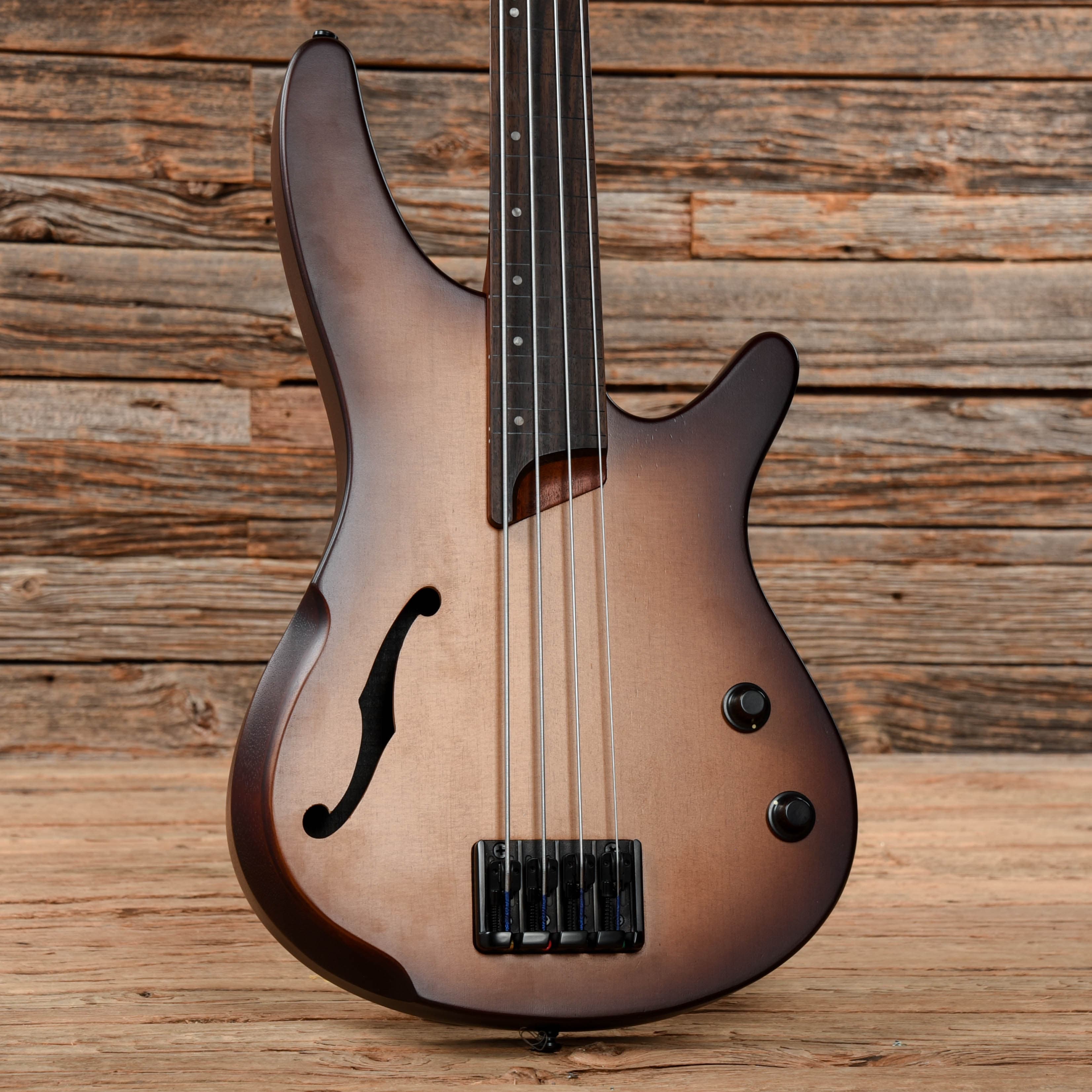 Ibanez SRH500F-NNF Bass Workshop Fretless Semi-Hollow Natural Brown Burst Bass Guitars / 4-String