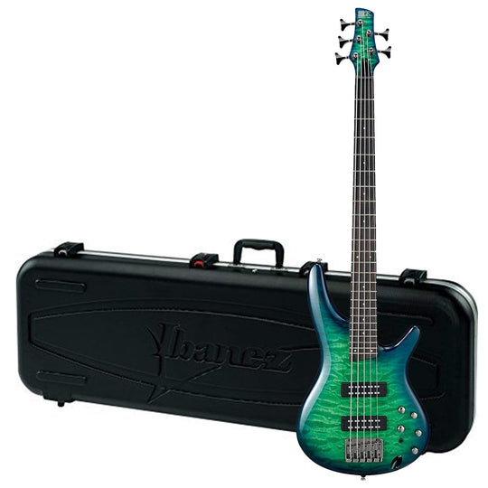 Ibanez SR405EQM 5 String Surreal Blue Burst Gloss and MB300C Case Bundle Bass Guitars / 5-String or More