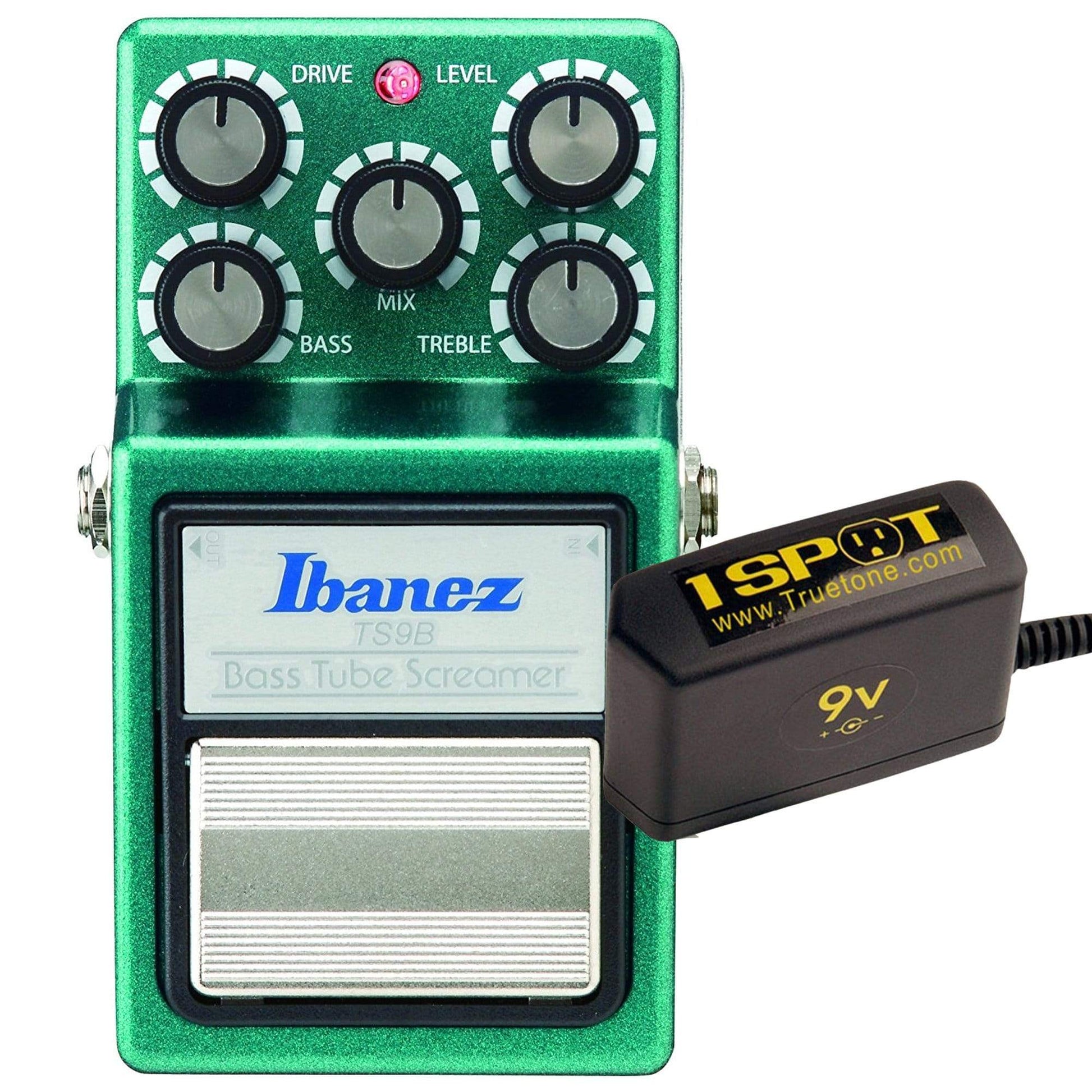 Ibanez TS9B Bass Tube Screamer Overdrive Bundle w/ Truetone 1 Spot Space Saving 9v Adapter Effects and Pedals / Overdrive and Boost