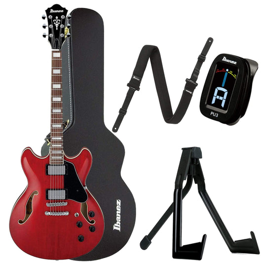 Ibanez Artcore AS73 Transparent Cherry Red Bundle w/ Ibanez Hardshell Case, Stand, Tuner and Strap Electric Guitars / Semi-Hollow