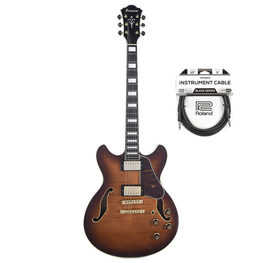 Ibanez AS93FM Artcore Expressionist Semi-Hollow Body Violin Sunburst and (1) Cable Bundle Electric Guitars / Semi-Hollow