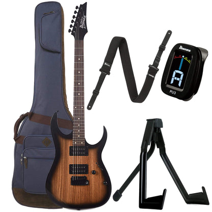 Ibanez GRG120ZW Natural Gray Burst Bundle w/ Ibanez Gig Bag, Stand, Tuner and Strap Electric Guitars / Solid Body