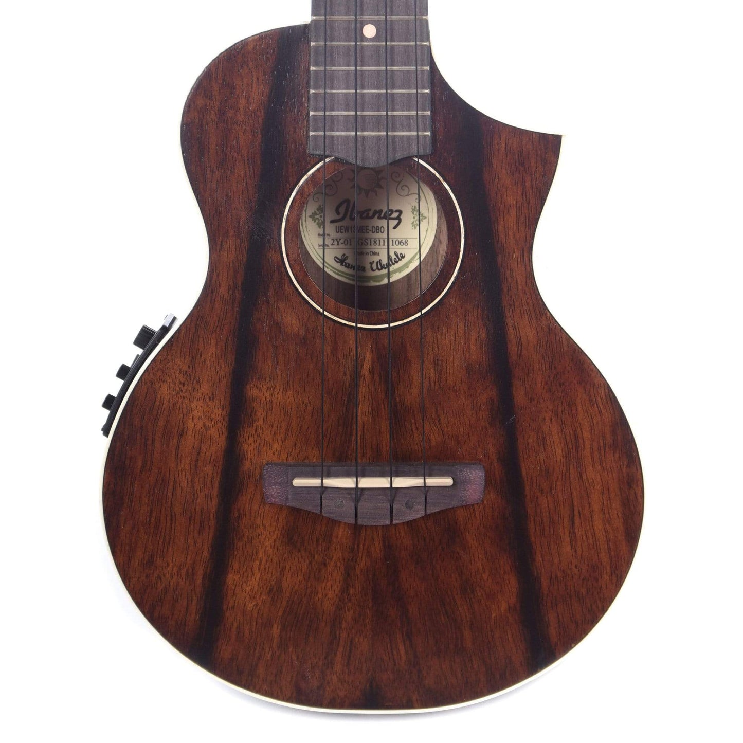 Ibanez UEW13MEE Cutaway Concert Ukulele Macassar Ebony Dark Brown Open Pore Folk Instruments / Ukuleles