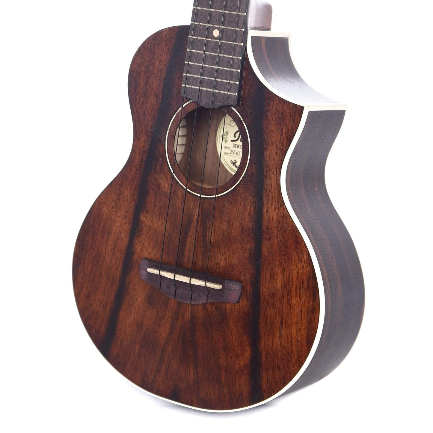 Ibanez UEW13MEE Cutaway Concert Ukulele Macassar Ebony Dark Brown Open Pore Folk Instruments / Ukuleles