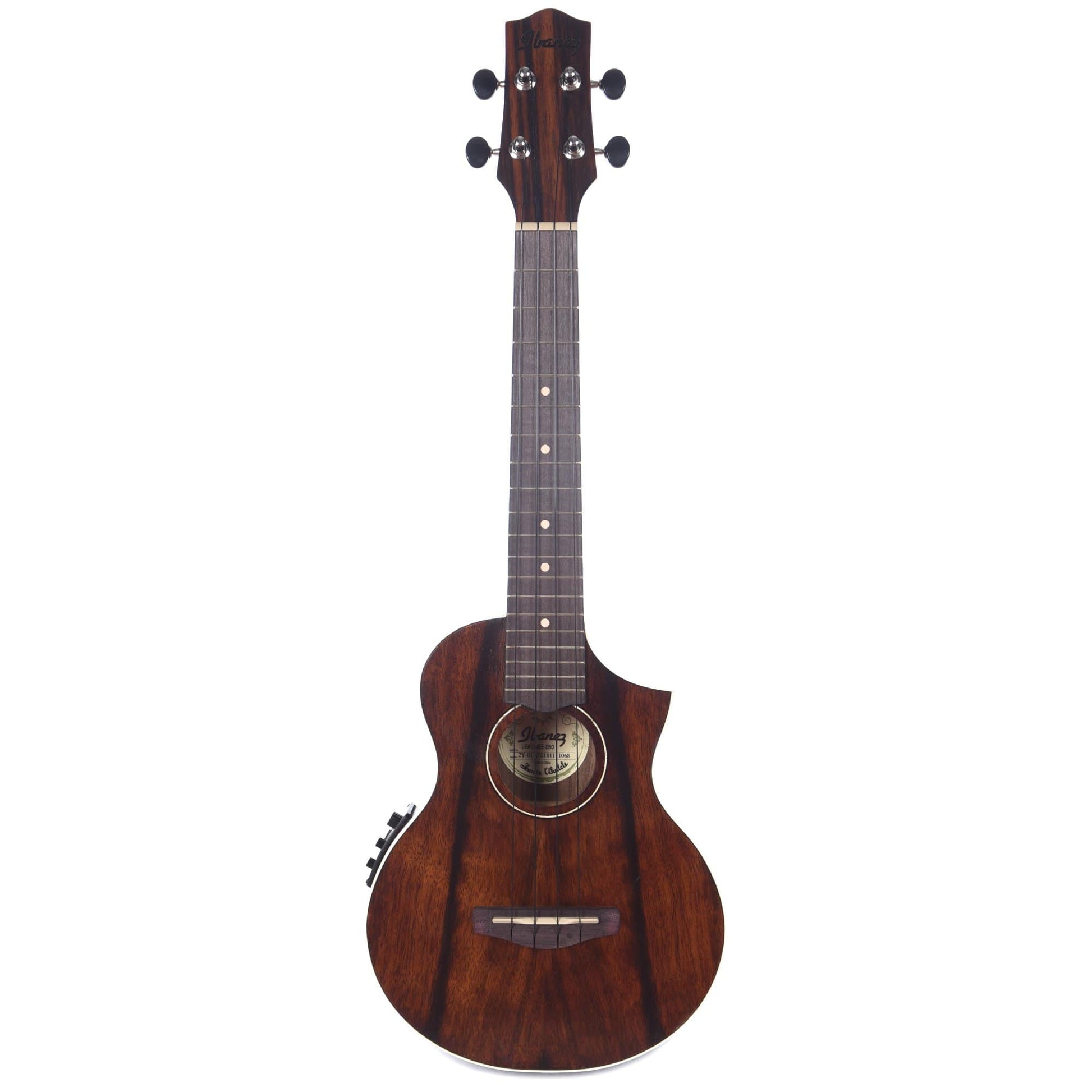 Ibanez UEW13MEE Cutaway Concert Ukulele Macassar Ebony Dark Brown Open Pore Folk Instruments / Ukuleles