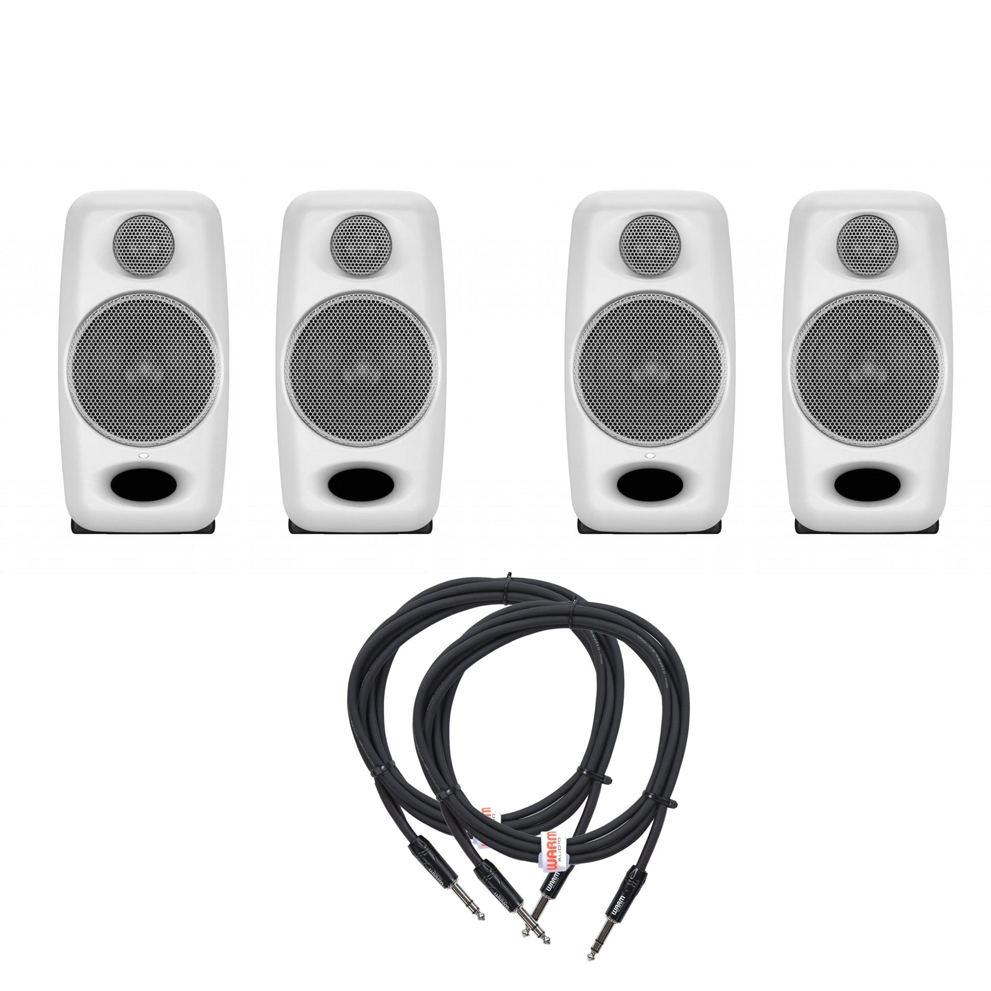 IK Multimedia iLoud Micro Studio Monitors Pair White Pair and (2) TRS Cable Bundle Pro Audio / Speakers / Studio Monitors