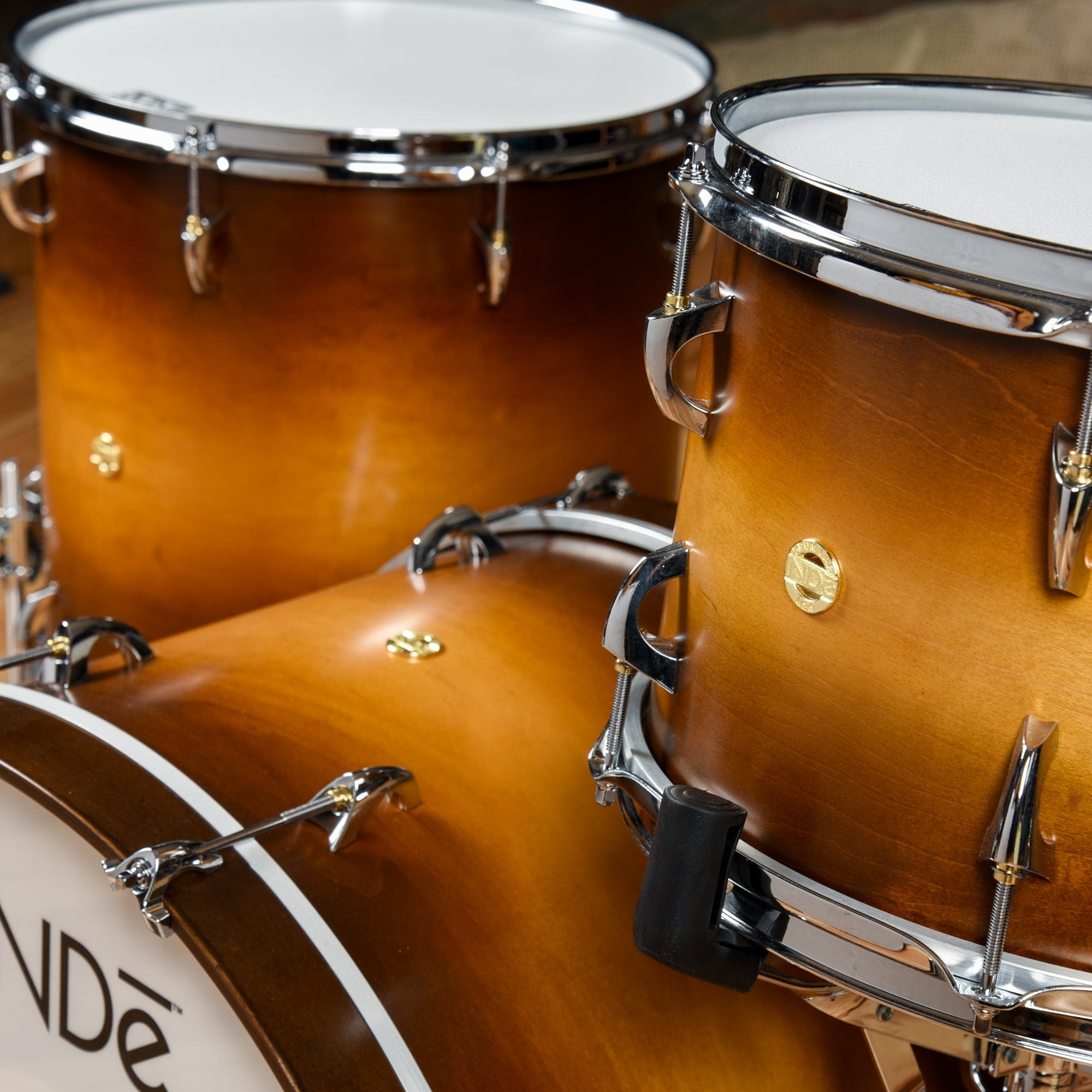 INDe Drum Lab 13/16/22 3pc. Maple Drum Kit Tobacco Burst Satin Lacquer