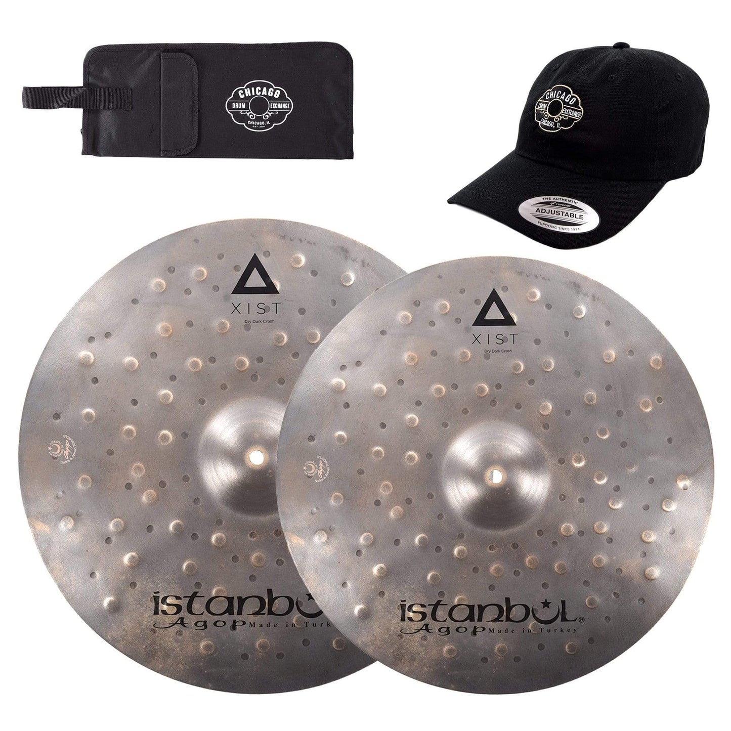 Istanbul Agop 20/22" Xist Dry Dark Crash Cymbal Set w/CDE Logo Hat & Stick Bag Drums and Percussion / Cymbals / Crash