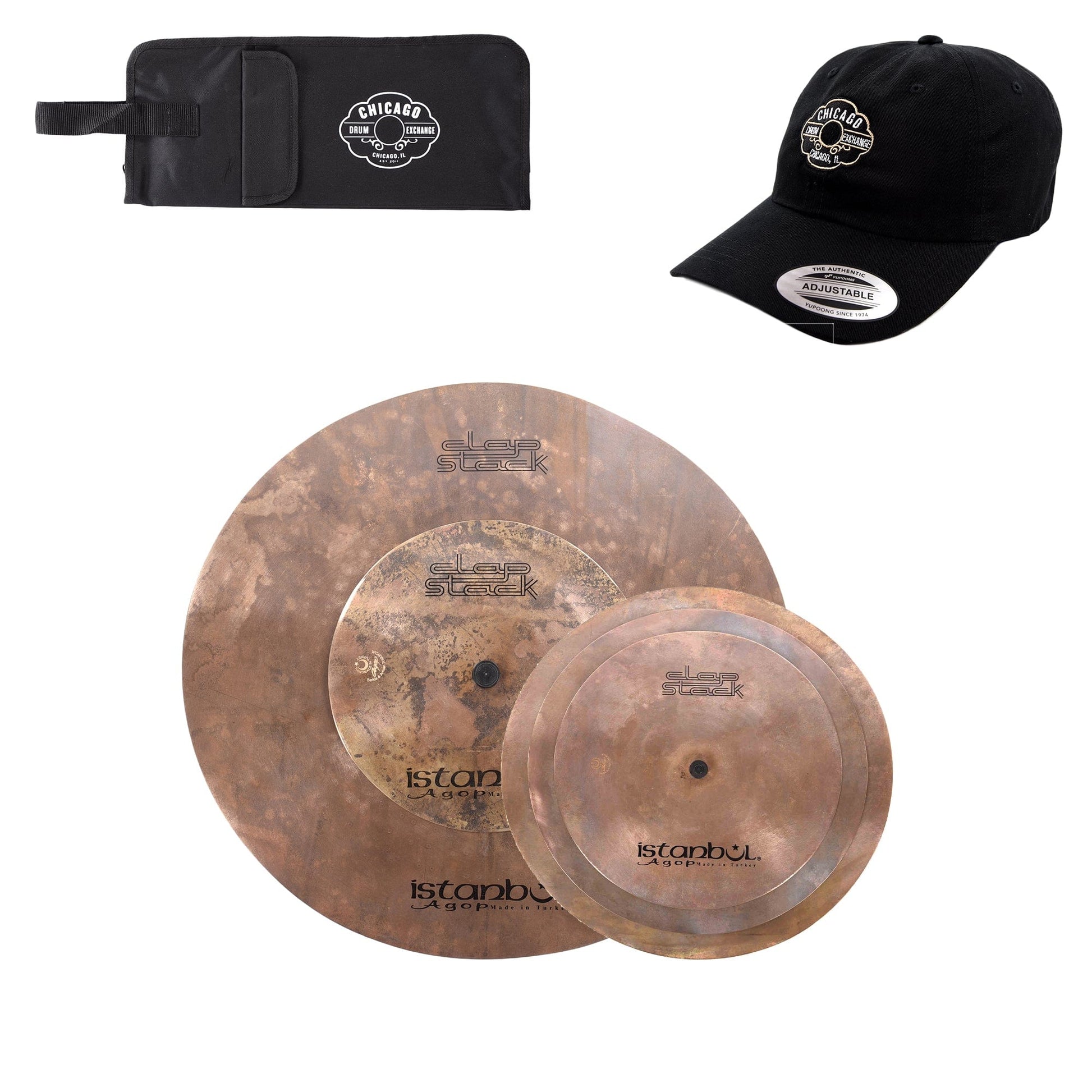 Istanbul Agop Clap Stack & Expansion Pack Cymbal Set w/CDE Logo Hat & Stick Bag Drums and Percussion / Cymbals / Other (Splash, China, etc)