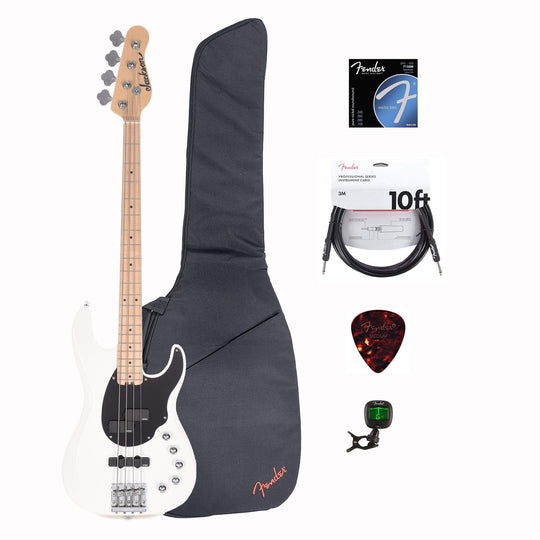 Jackson X Series Signature David Ellefson Concert Bass CBXM IV MN Snow White w/Gig Bag, Tuner, Cables, Picks and Strings Bundle Bass Guitars / 4-String