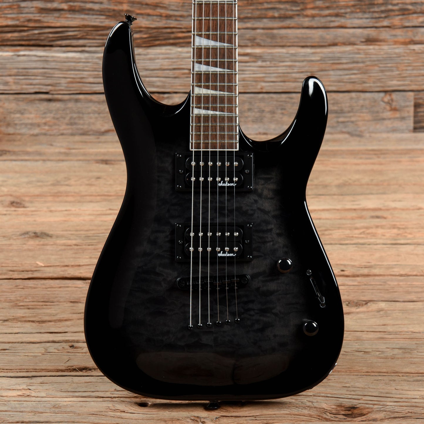 Jackson JS Series JS32TQ DKA Dinky Archtop Transparent Black Electric Guitars / Solid Body