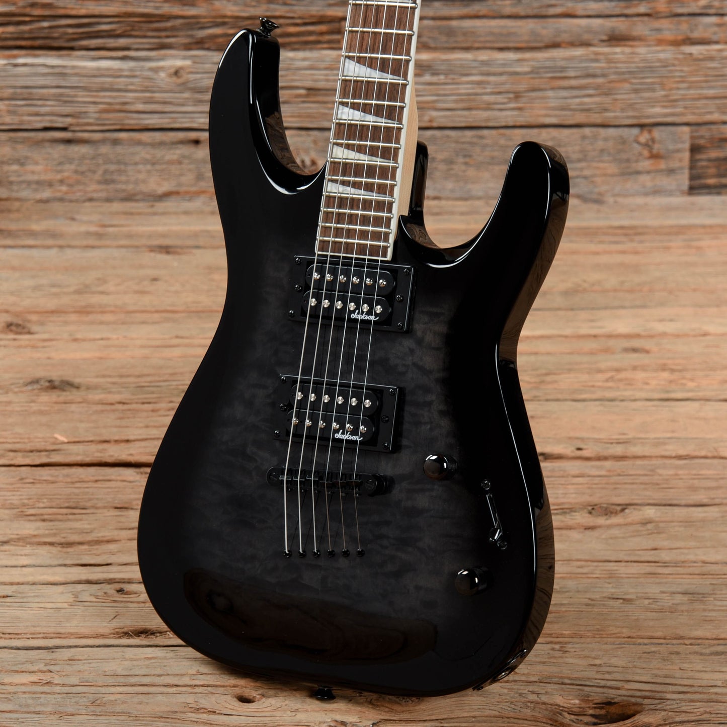 Jackson JS Series JS32TQ DKA Dinky Archtop Transparent Black Electric Guitars / Solid Body