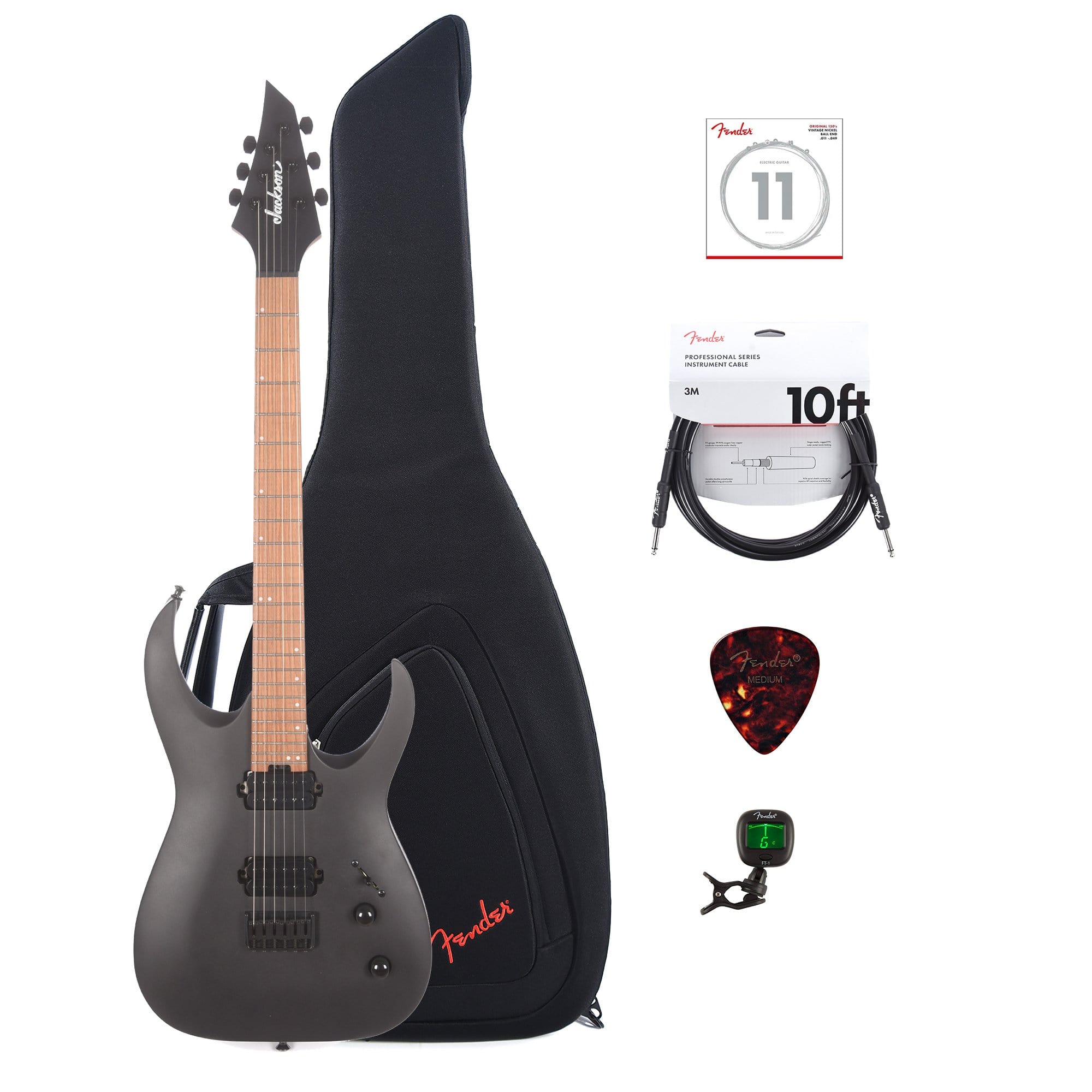 Jackson Pro Series Signature Misha Mansoor Juggernaut HT 6 Standard Satin Black w/Gig Bag, Tuner, (1) Cable, Picks and Strings Bundle Electric Guitars / Solid Body