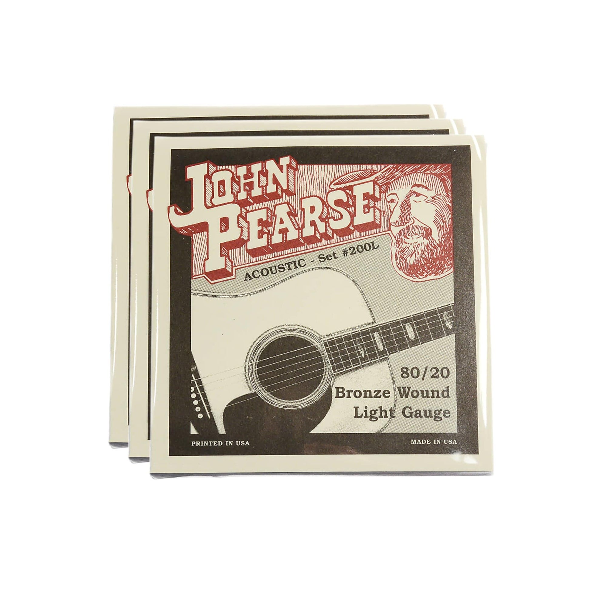 John Pearse Acoustic Strings 80/20 Bronze Light 12-53 3 Pack Bundle Accessories / Strings / Guitar Strings