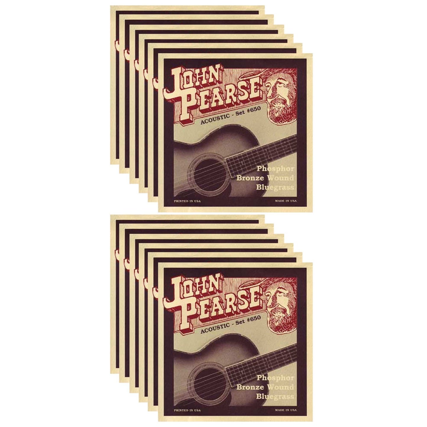John Pearse Acoustic Strings Phosphor Bronze Bluegrass 12-56 (12 Pack Bundle) Accessories / Strings / Guitar Strings