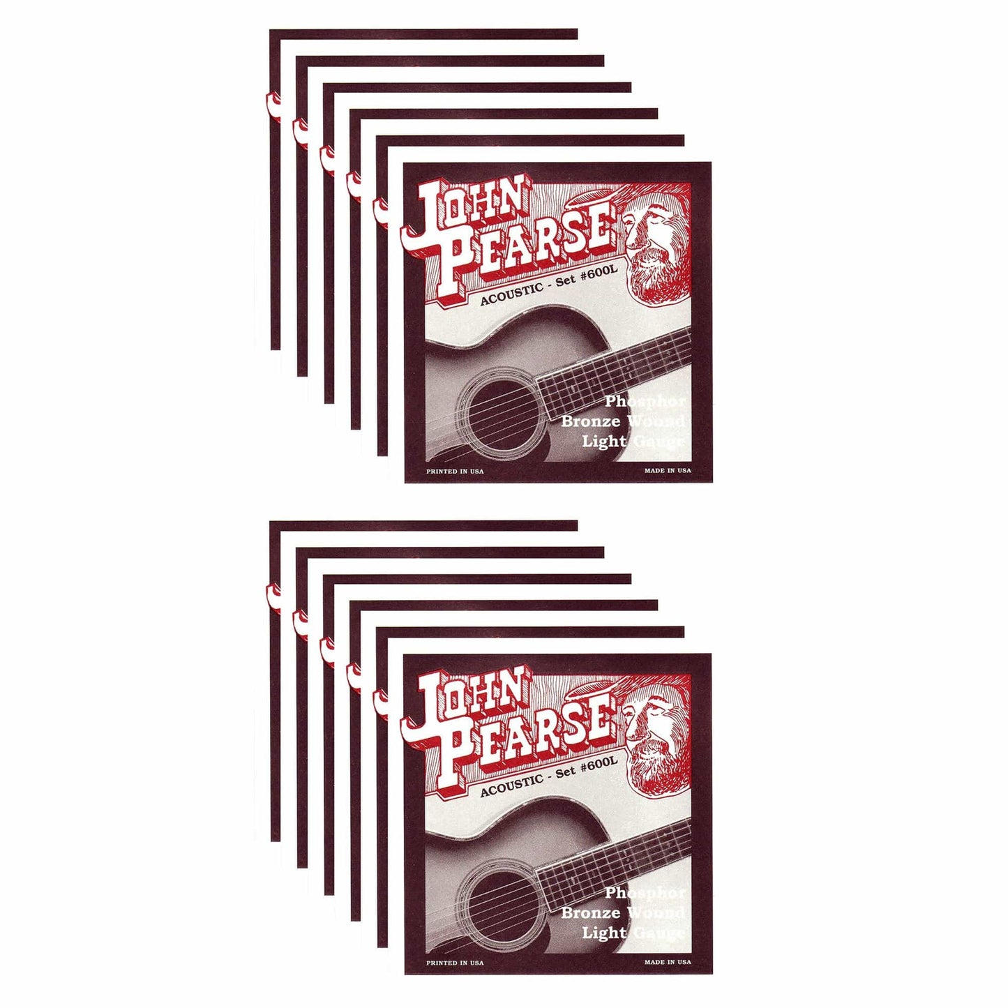 John Pearse Acoustic Strings Phosphor Bronze Light 12-53 (12 Pack Bundle) Accessories / Strings / Guitar Strings