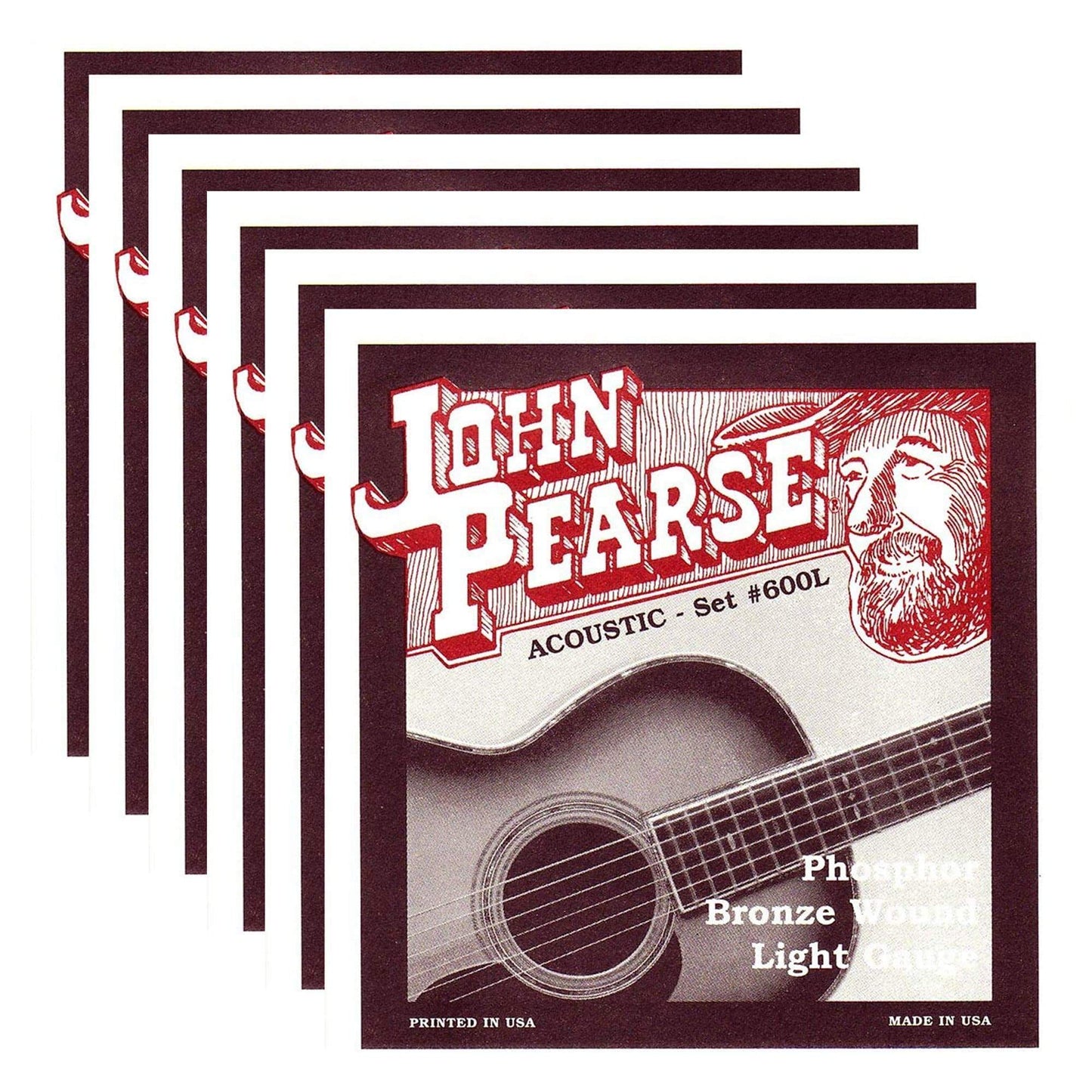 John Pearse Acoustic Strings Phosphor Bronze Light 12-53 (6 Pack Bundle) Accessories / Strings / Guitar Strings