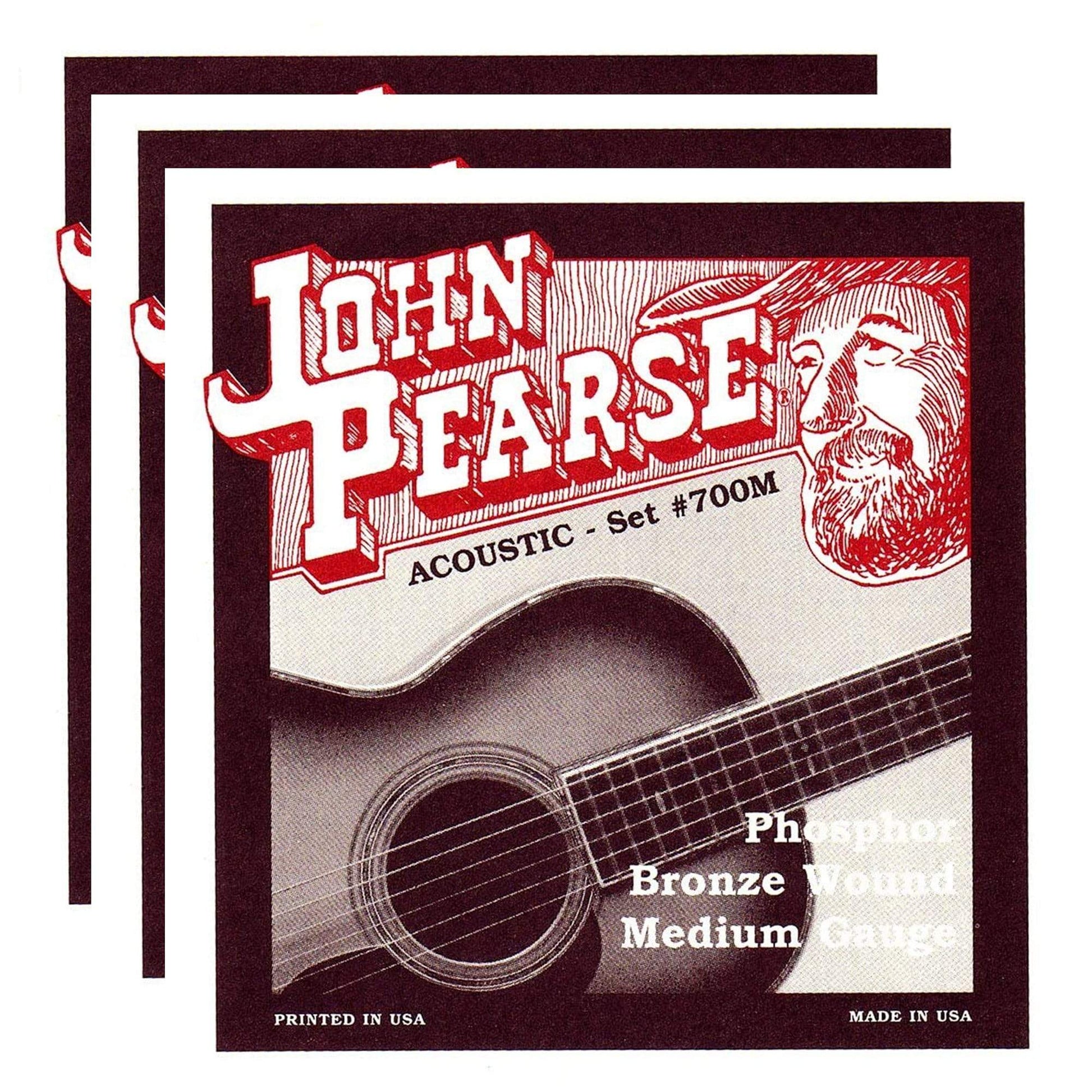 John Pearse Acoustic Strings Phosphor Bronze Medium 13-56 (3 Pack Bundle) Accessories / Strings / Guitar Strings