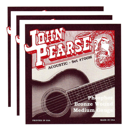 John Pearse Acoustic Strings Phosphor Bronze Medium 13-56 (3 Pack Bundle) Accessories / Strings / Guitar Strings