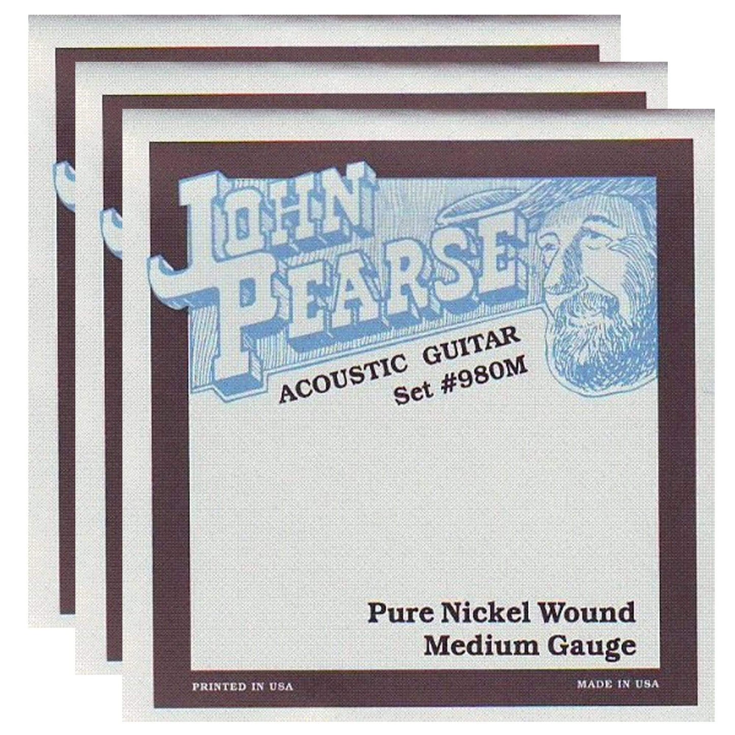 John Pearse Acoustic Strings Pure Nickel Medium 13-57 (3 Pack Bundle) Accessories / Strings / Guitar Strings