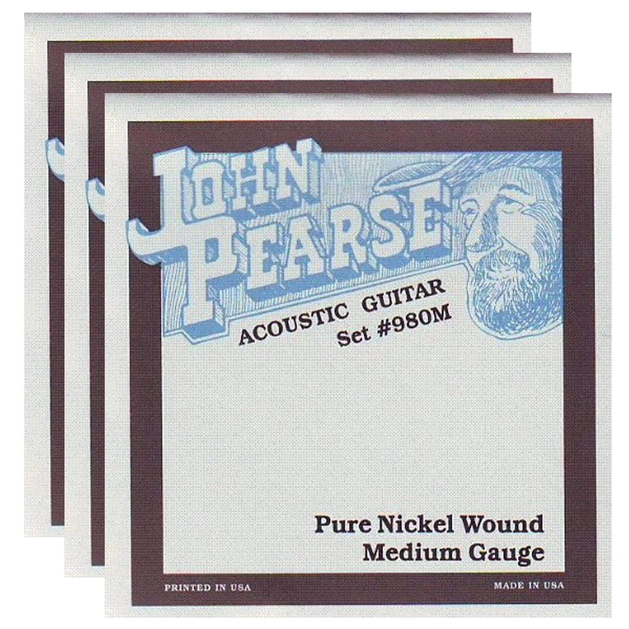 John Pearse Acoustic Strings Pure Nickel Medium 1357 (3 Pack Bundle