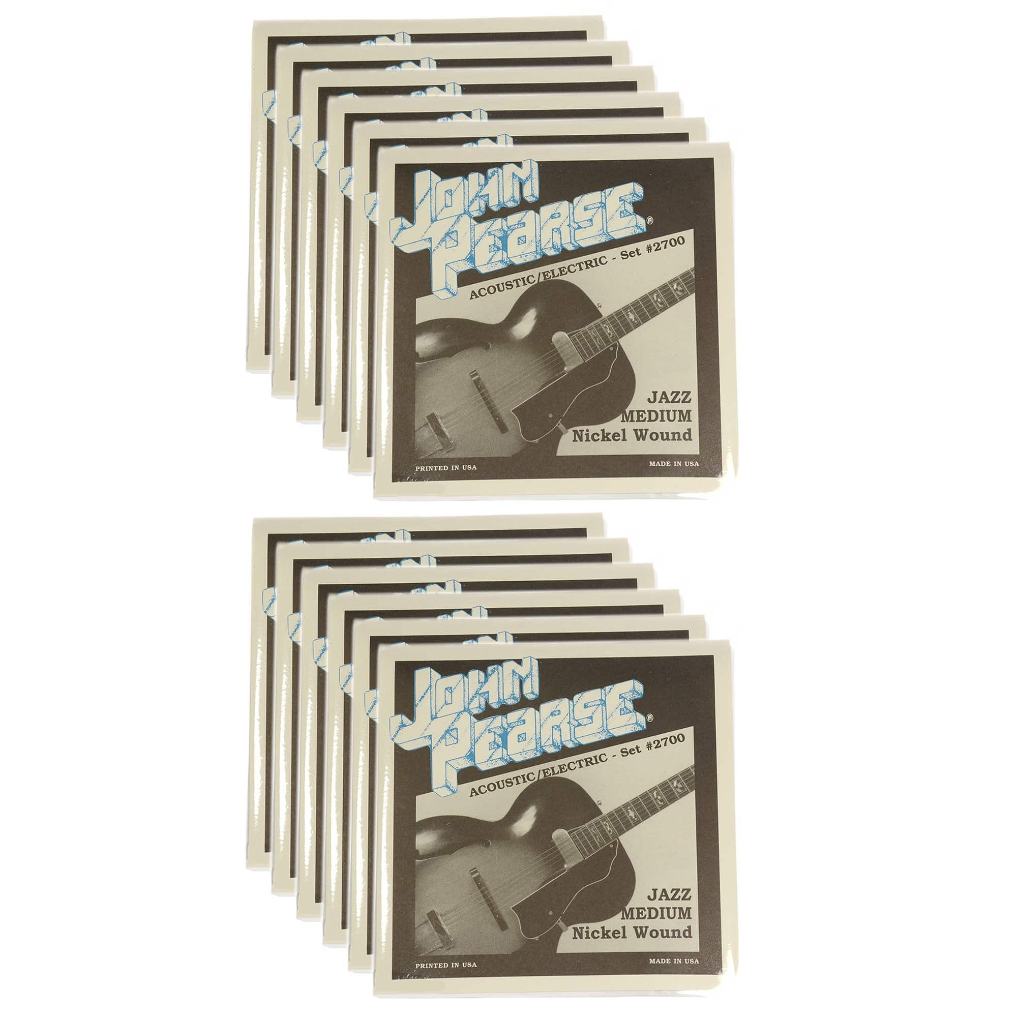John Pearse Electric Strings Pure Nickel Jazz Medium 12-52 (12 Pack Bundle) Accessories / Strings / Guitar Strings