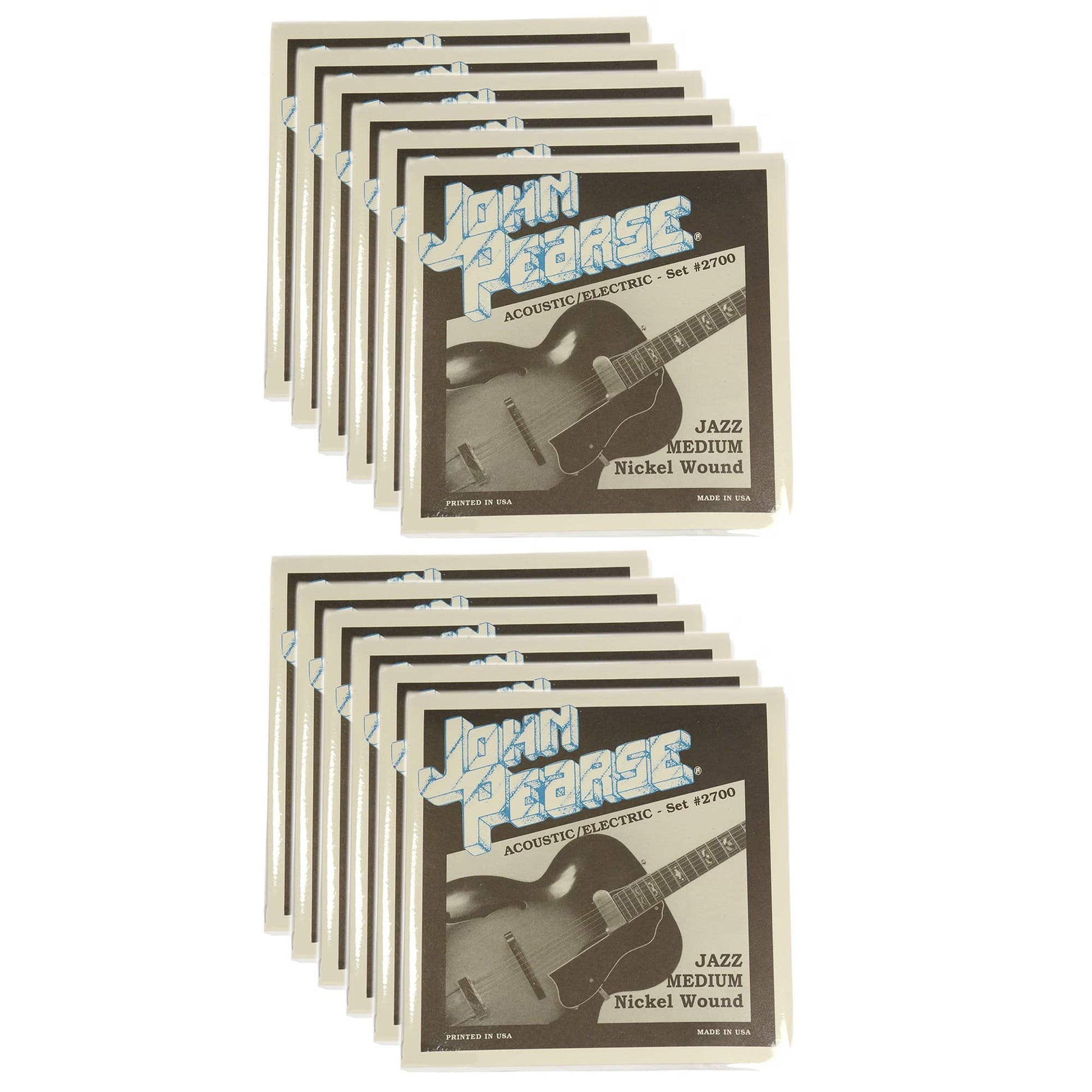 John Pearse Electric Strings Pure Nickel Jazz Medium 12-52 (12 Pack Bundle) Accessories / Strings / Guitar Strings