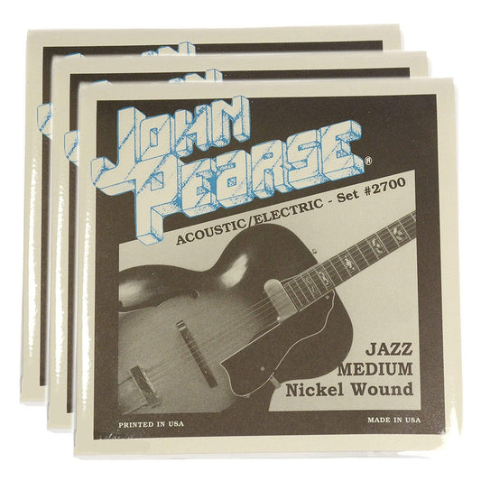 John Pearse Electric Strings Pure Nickel Jazz Medium 12-52 (3 Pack Bundle) Accessories / Strings / Guitar Strings
