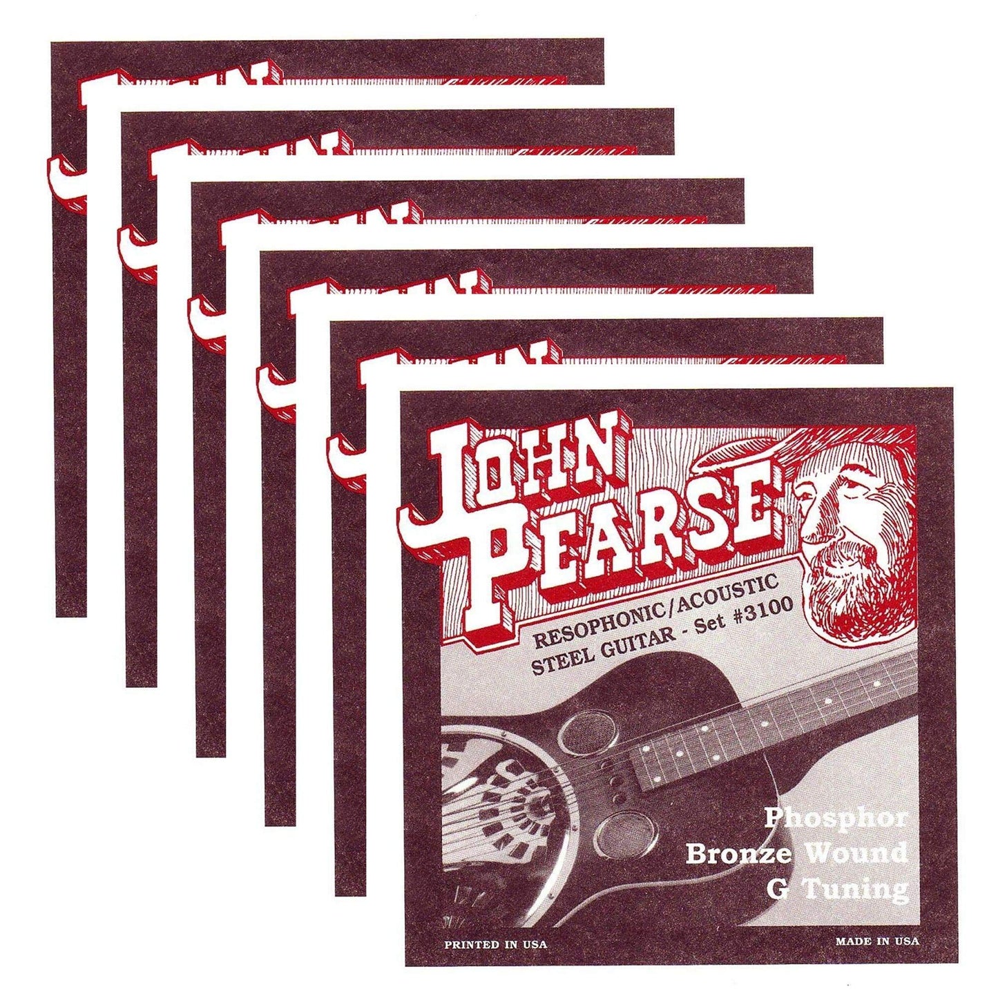 John Pearse Resophonic Strings Phosphor Bronze G Tuning 16-59 (6 Pack Bundle) Accessories / Strings / Guitar Strings