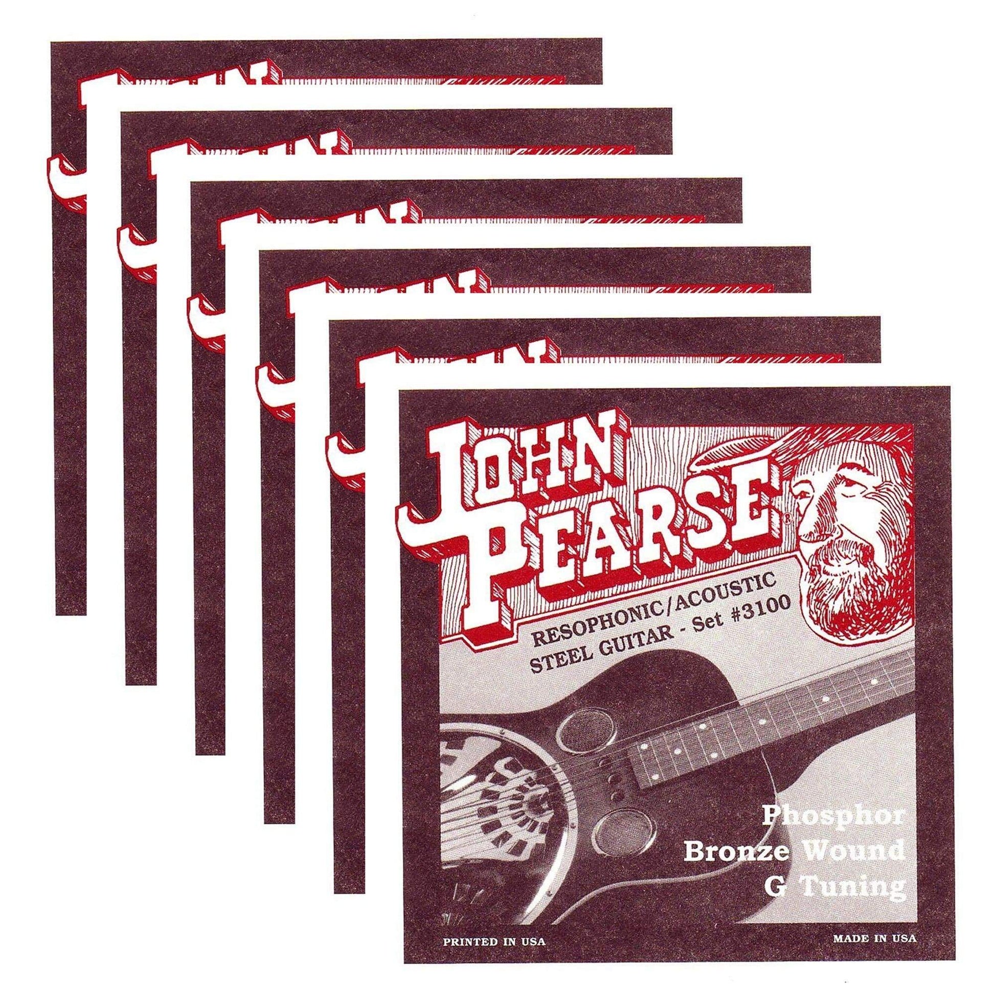John Pearse Resophonic Strings Phosphor Bronze G Tuning 16-59 (6 Pack Bundle) Accessories / Strings / Guitar Strings