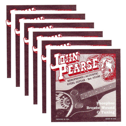 John Pearse Resophonic Strings Phosphor Bronze G Tuning 16-59 (6 Pack Bundle) Accessories / Strings / Guitar Strings
