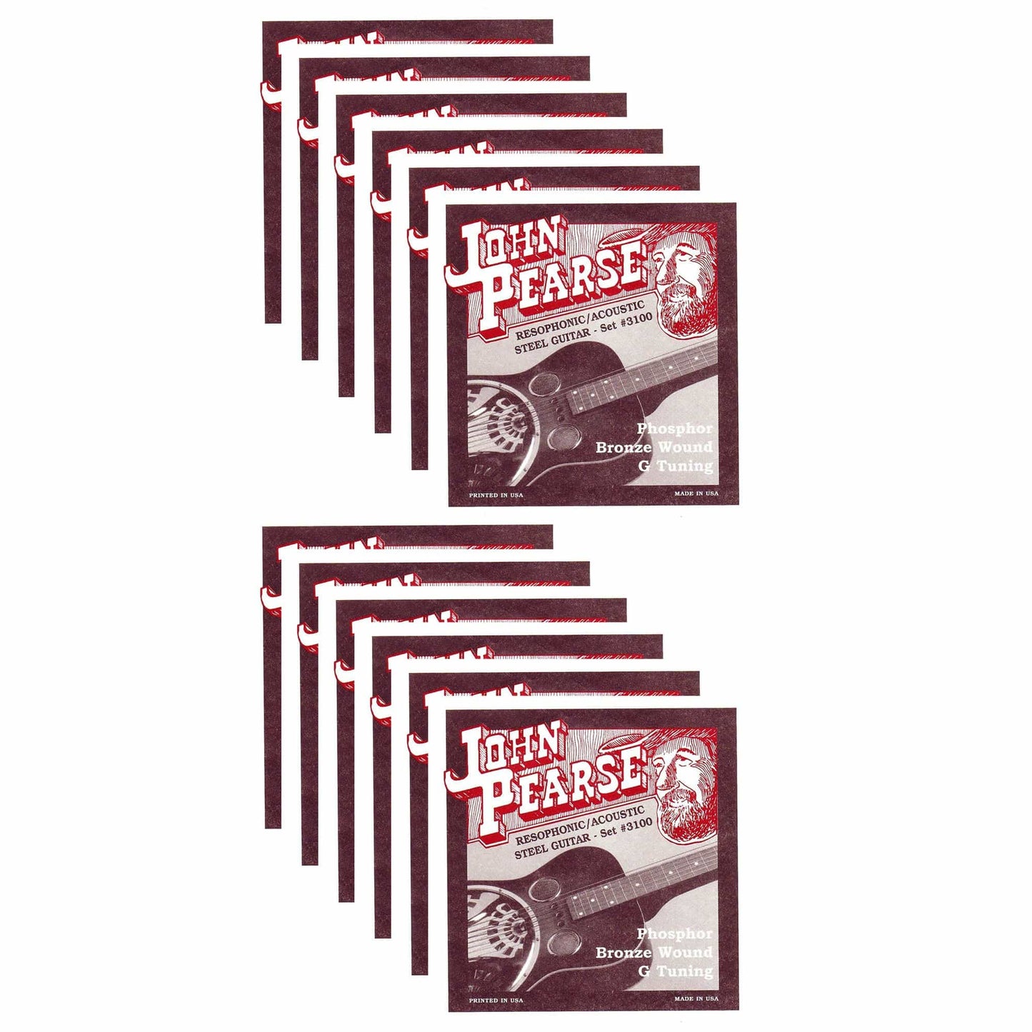John Pearse Resophonic Strings Phosphor Bronze G Tuning 16-59 (12 Pack Bundle) Accessories / Strings / Other Strings
