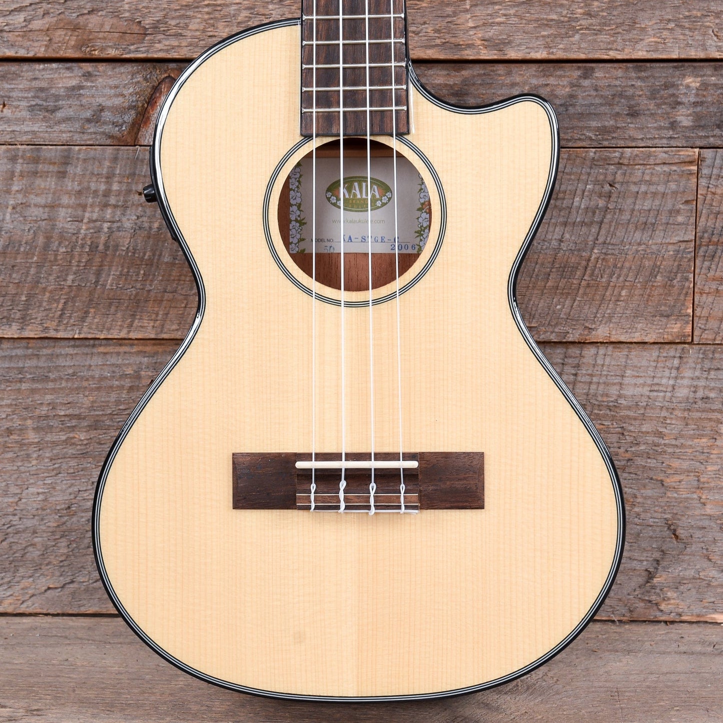 Kala KA-STGE-C Tenor Ukulele Gloss Solid Spruce/Mahogany Cutaway w/EQ Folk Instruments / Ukuleles