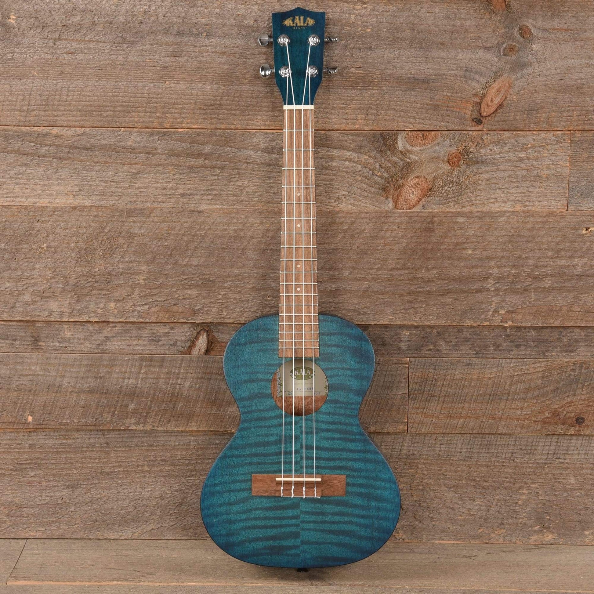 Kala KA-TEMB Tenor Ukulele Blue Translucent Satin Exotic Mahogany Folk Instruments / Ukuleles