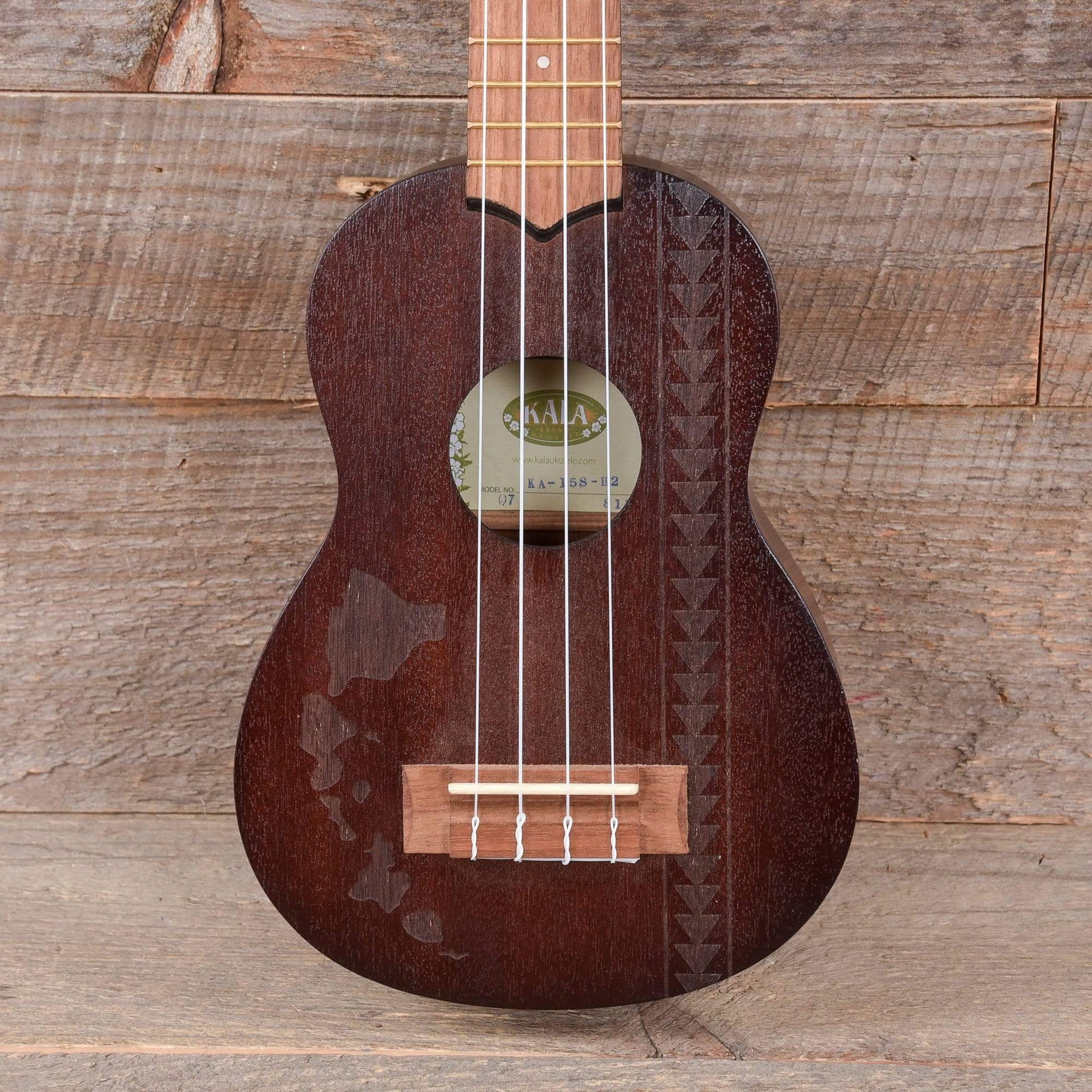 Kala Soprano Ukulele Satin Mahogany Hawaiian Island Laser w/Tattoo Folk Instruments / Ukuleles