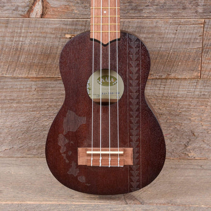 Kala Soprano Ukulele Satin Mahogany Hawaiian Island Laser w/Tattoo Folk Instruments / Ukuleles
