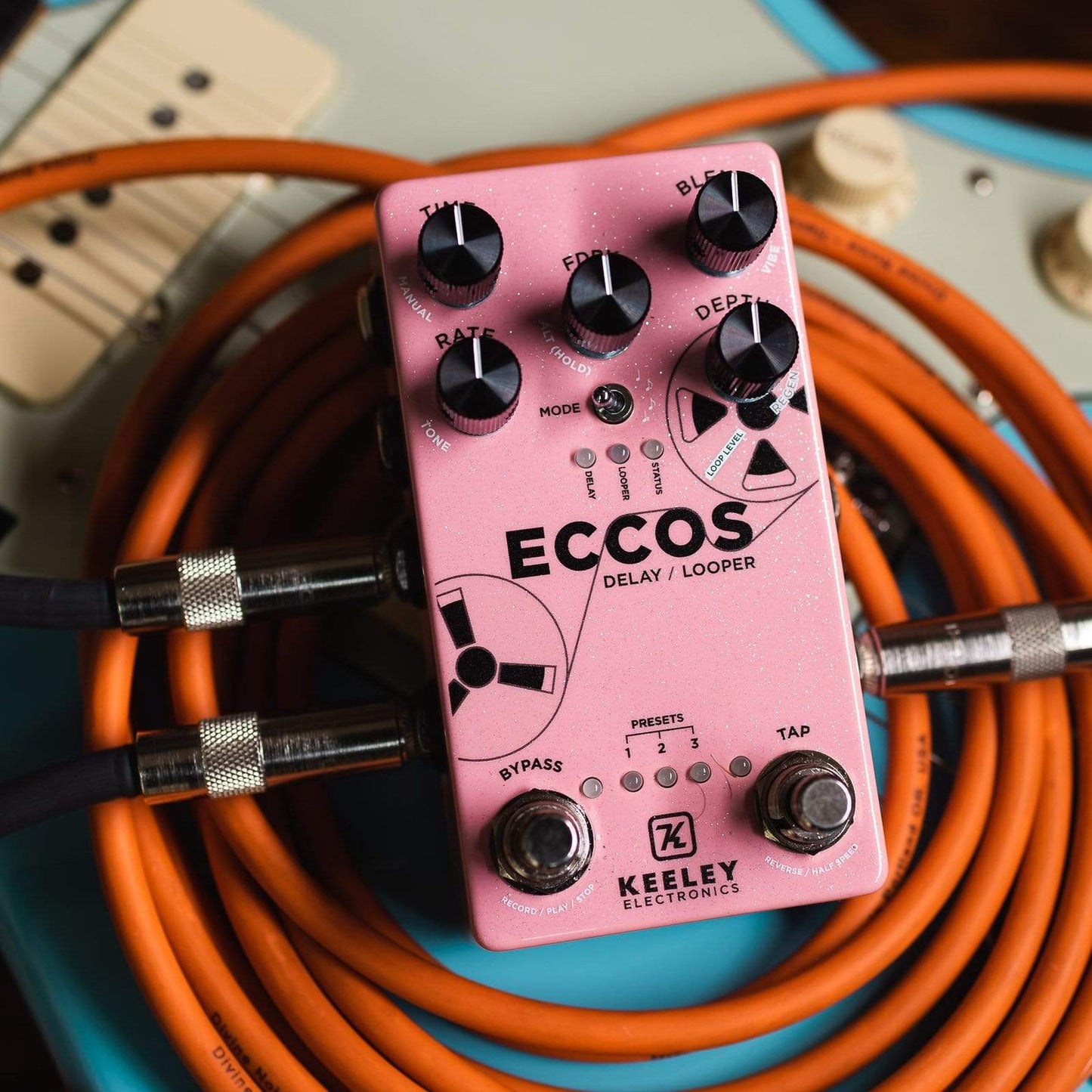 Keeley ECCOS Modulated Delay/Looper Shell Pink Sparkle Effects and Pedals / Delay