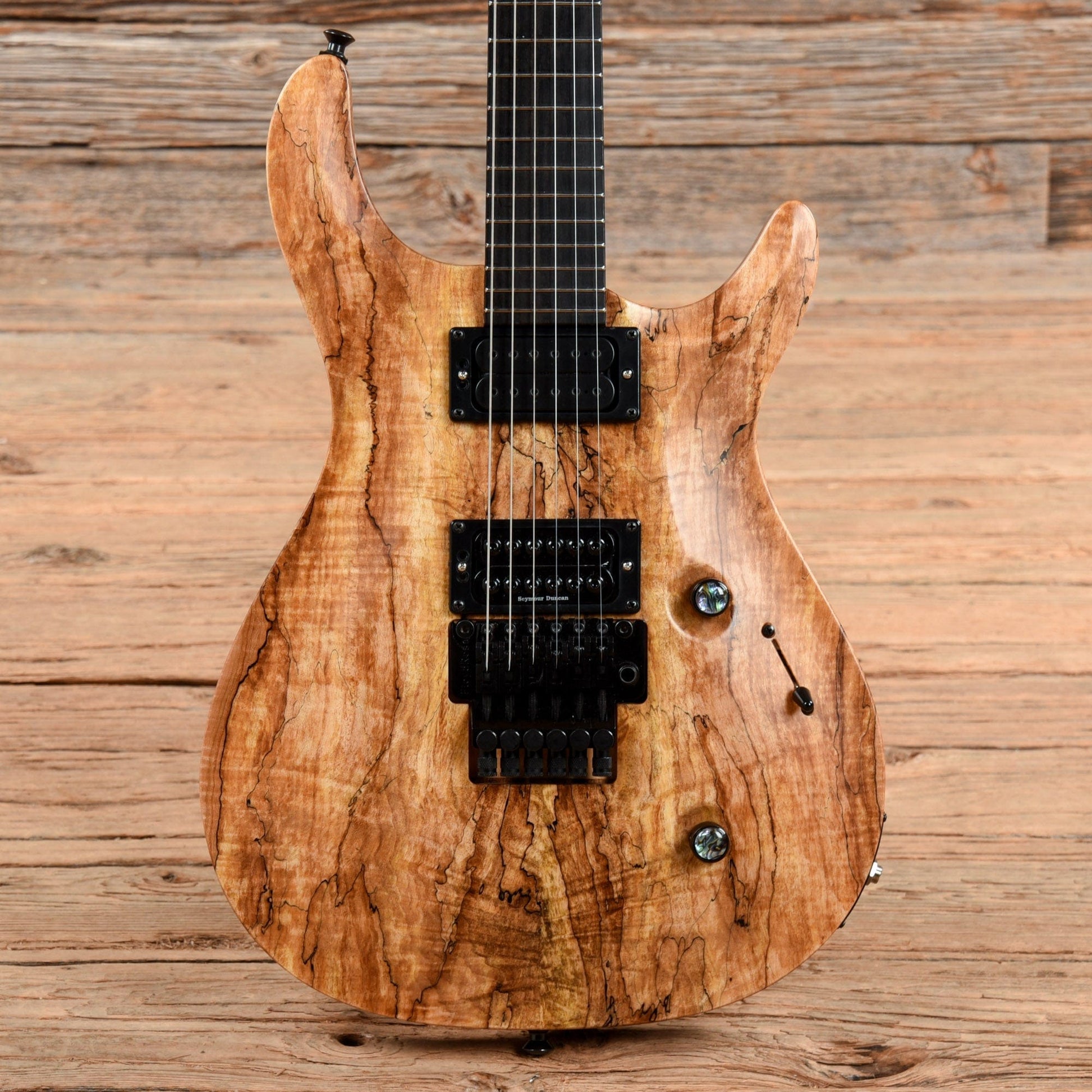 Kiesel Crescent Spalted Maple Floyd Rose Natural Satin Matte Electric Guitars / Solid Body