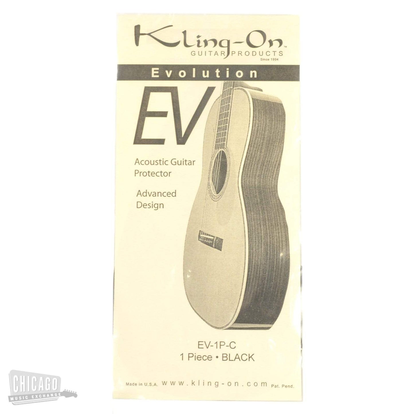 Kling-On SS-1P-B Static Cling 1-Piece Acoustic "Tear-Drop" Pickguard Black Parts / Pickguards