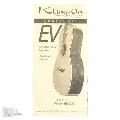 Kling-On SS-1P-B Static Cling 1-Piece Acoustic "Tear-Drop" Pickguard Black Parts / Pickguards
