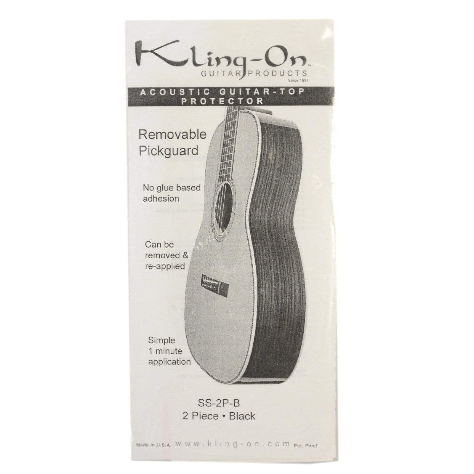 Kling-On SS-3P-B Static Cling 2-Piece Acoustic Pickguard Black Parts / Pickguards
