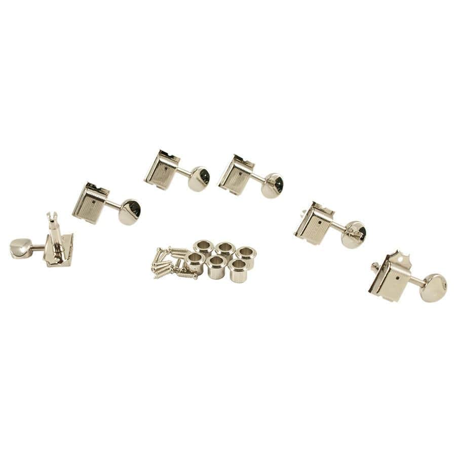 Kluson 6-In-Line Tuners Oval Metal Button Single Line Nickel Parts / Tuning Heads