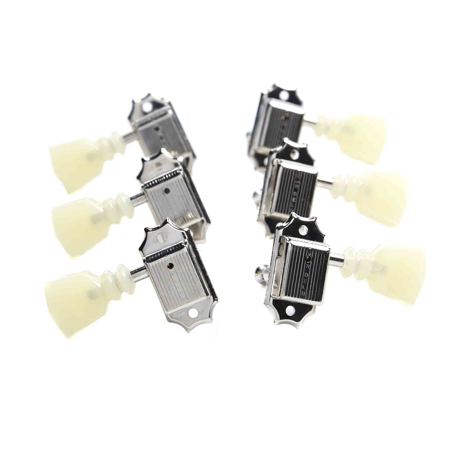 Kluson Traditional 3+3 Pearl Double Ring Button Single Line Nickel Parts / Tuning Heads