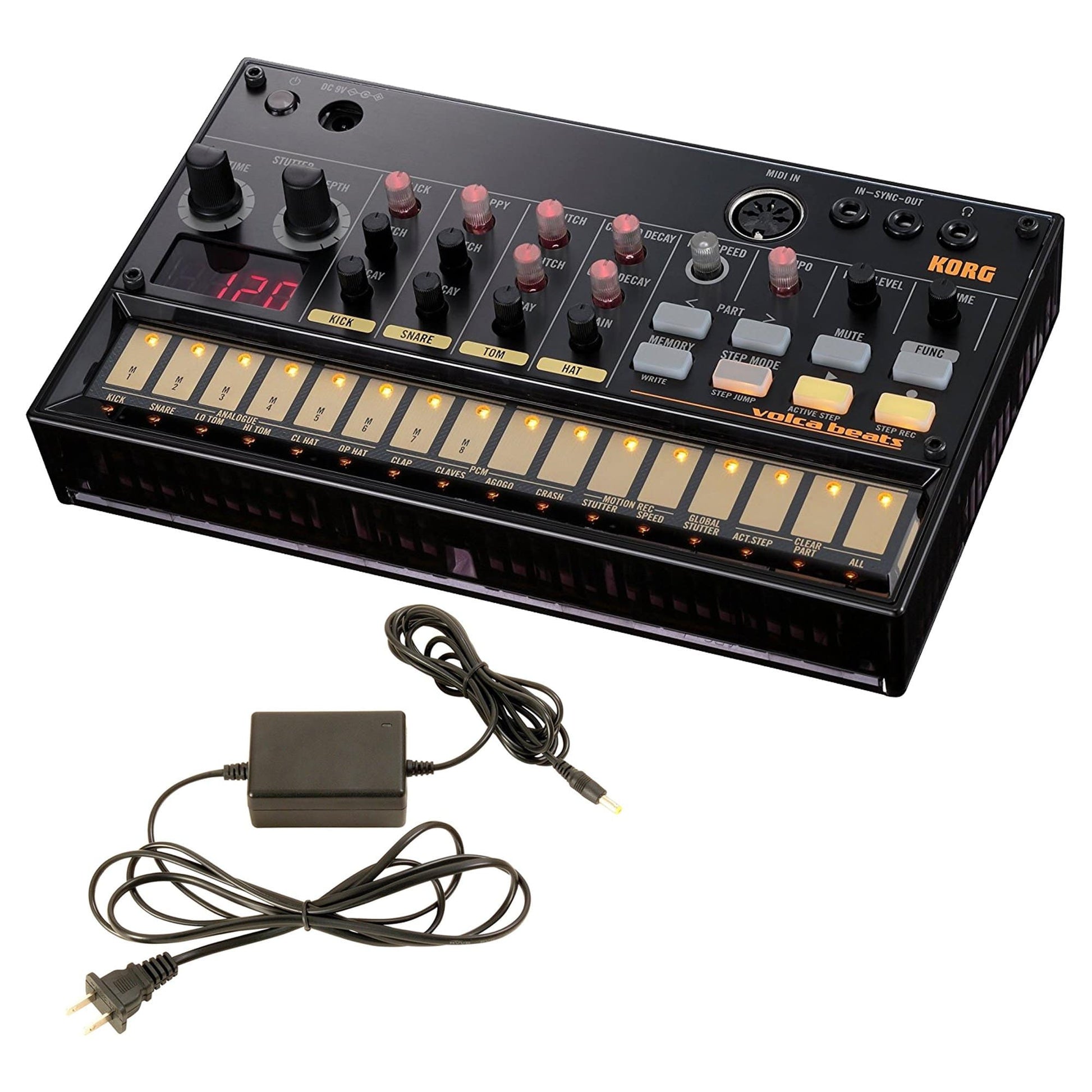 Korg Volca Beats Analogue Rhythm Machine Bundle w/ Korg 9V600MACPP 9v 600ma Power Supply Drums and Percussion / Drum Machines and Samplers