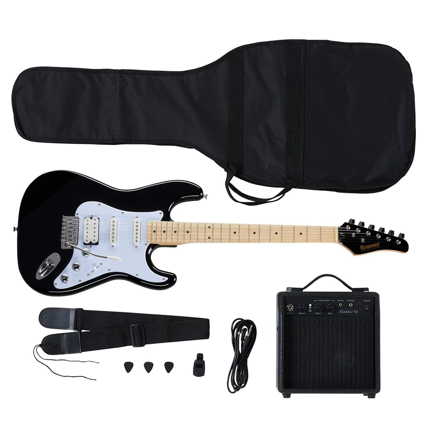 Kramer Focus Electric Guitar Starter Pack Ebony Electric Guitars / Solid Body