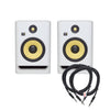 KRK Rokit 8 G4 8" Studio Monitor White Noise Pair and (2) TRS Cable Bundle Pro Audio / Speakers / Studio Monitors