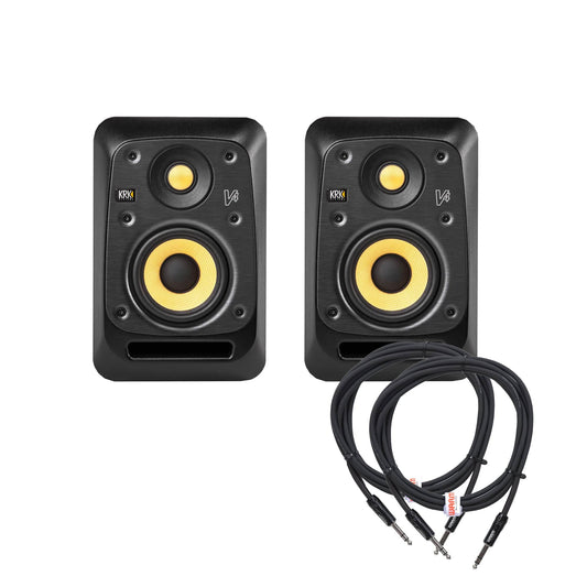 KRK V4 S4 4" Studio Monitor Black Pair and (2) TRS Cable Bundle Pro Audio / Speakers / Studio Monitors