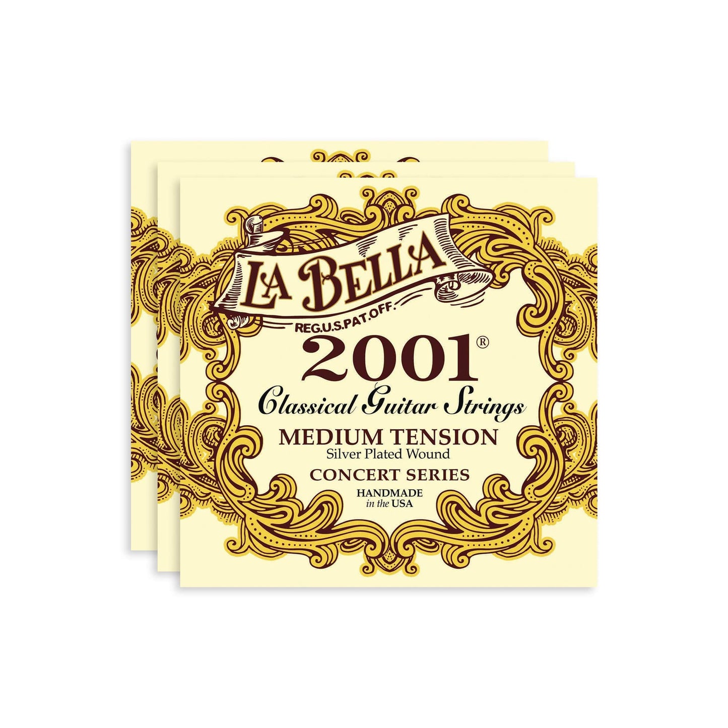La Bella 2001 Series Classical Guitar Strings Medium Tension 3 Pack Bundle Accessories / Strings / Guitar Strings