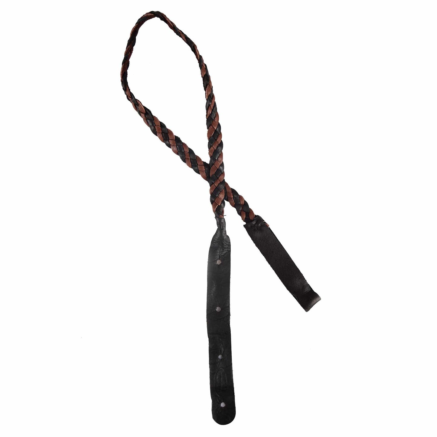 Lakota Leathers Mandolin Flat Braid Strap 43" Black & Chocolate Accessories / Straps